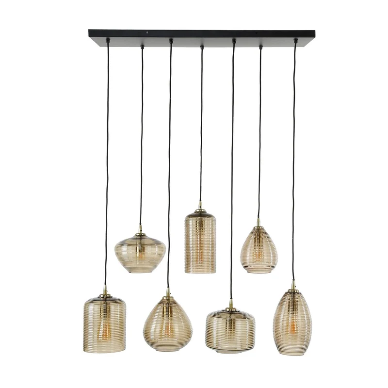 Hängelampe 4+3 stripe glas horizontal