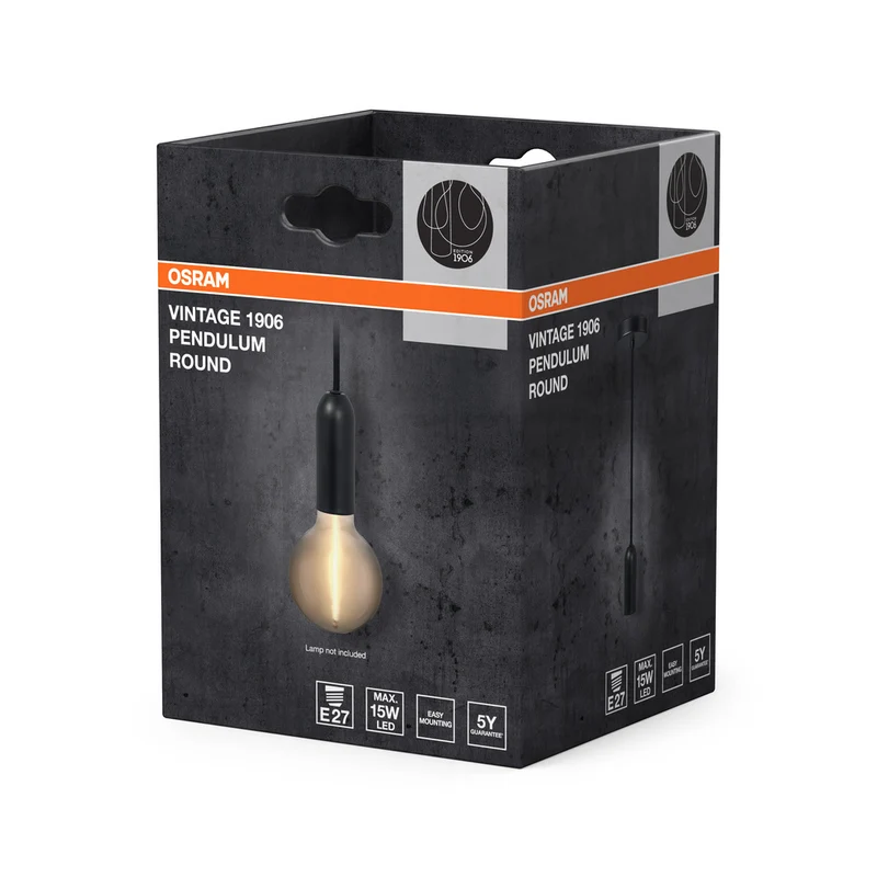 OSRAM Vintage 1906® Pendelleuchte ROUND E27, schwarz