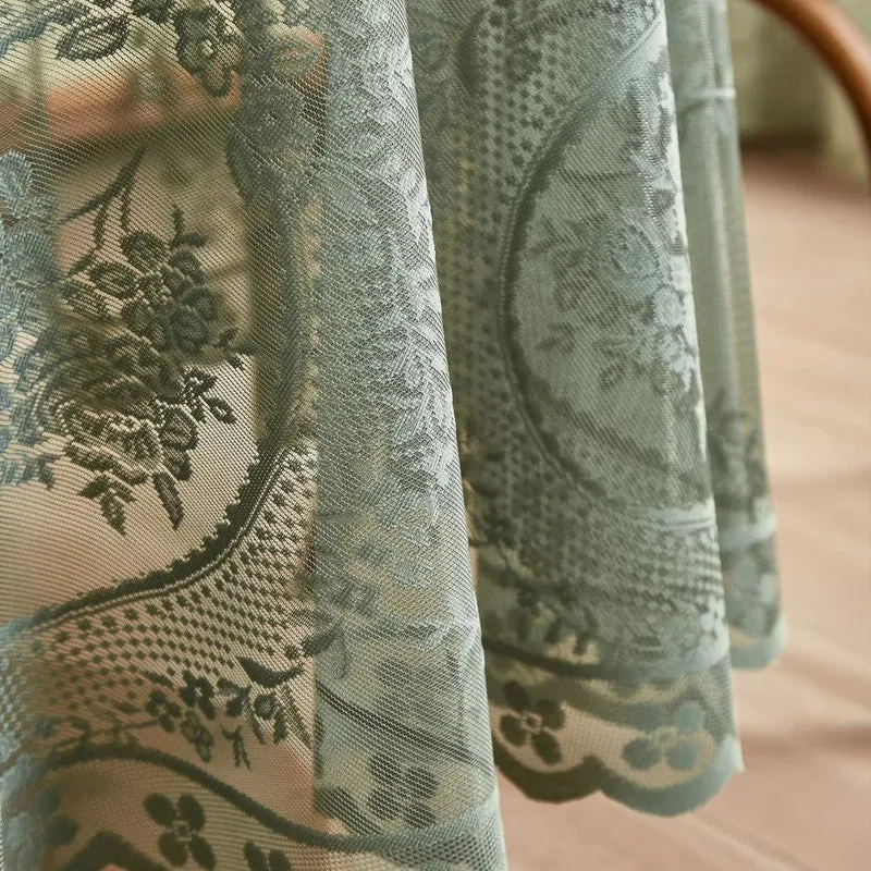 Euroselle Elegant Sheer Lace Round Tablecloth With Floral Design For Dining And Living Rooms