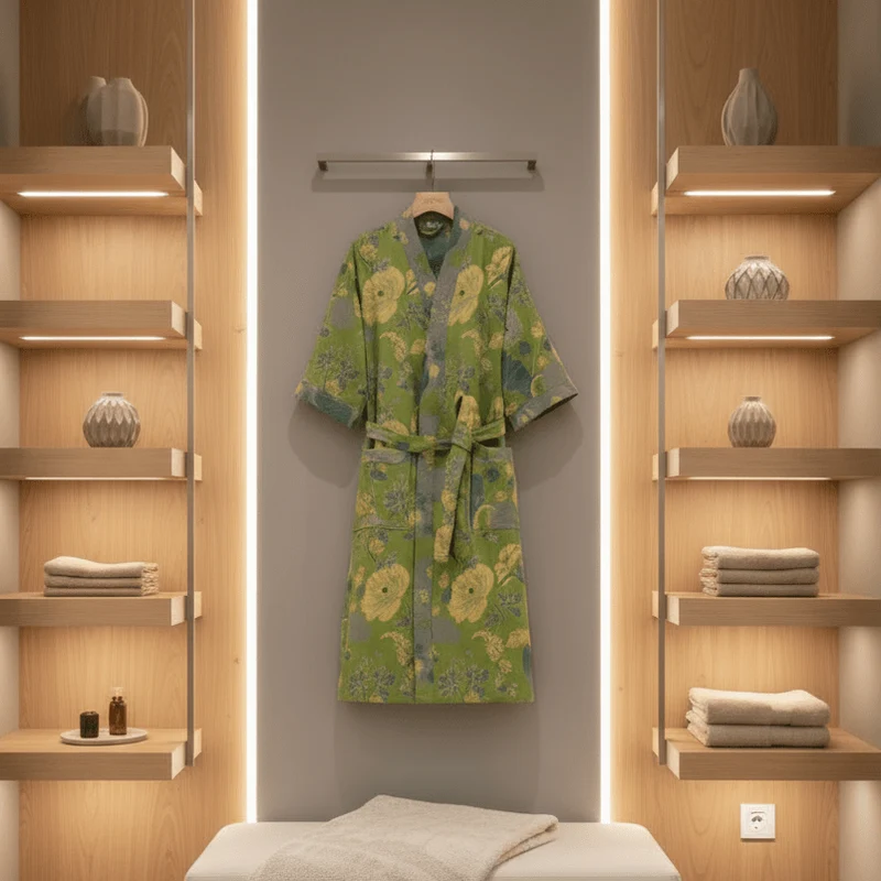 Euroselle Organic Cotton Kimono Bathrobe With Breathable Double Gauze And Relaxed Fit