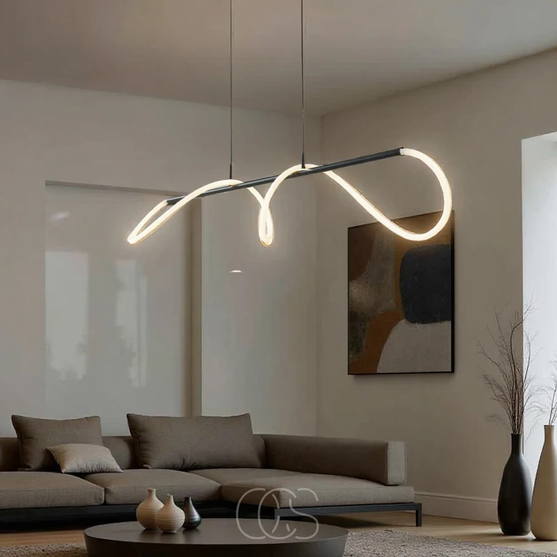 Euroselle LED Tube Pendant Light With Contemporary Dining Room Design