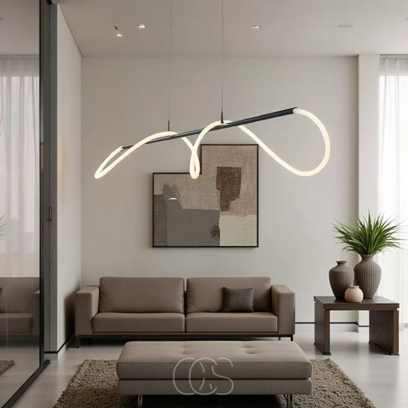Euroselle LED Tube Pendant Light With Contemporary Dining Room Design