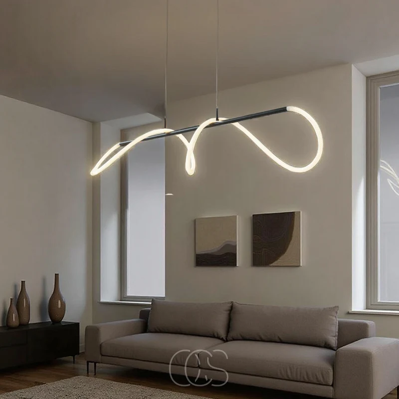 Euroselle LED Tube Pendant Light With Contemporary Dining Room Design