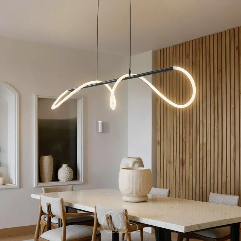 Euroselle LED Tube Pendant Light With Contemporary Dining Room Design
