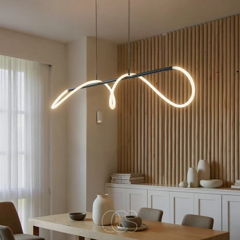 Euroselle LED Tube Pendant Light With Contemporary Dining Room Design