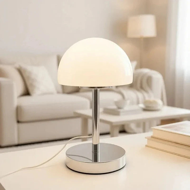 Euroselle Mushroom Glass Table Lamp With Metal Construction And Adjustable Shade LED