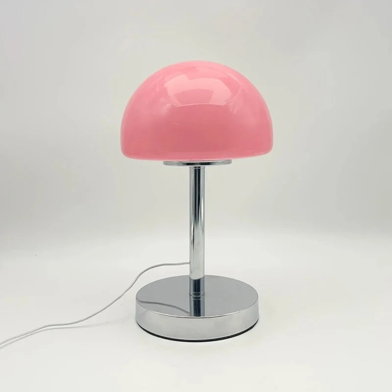 Euroselle Mushroom Glass Table Lamp With Metal Construction And Adjustable Shade LED