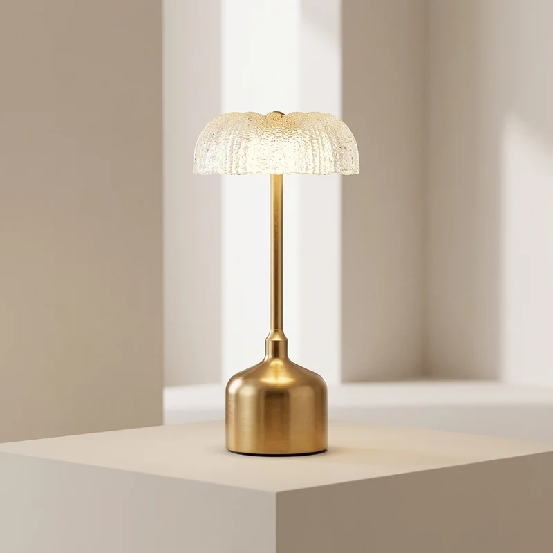 Euroselle Rechargeable Dimmable Table Lamp With Acrylic Floral Design