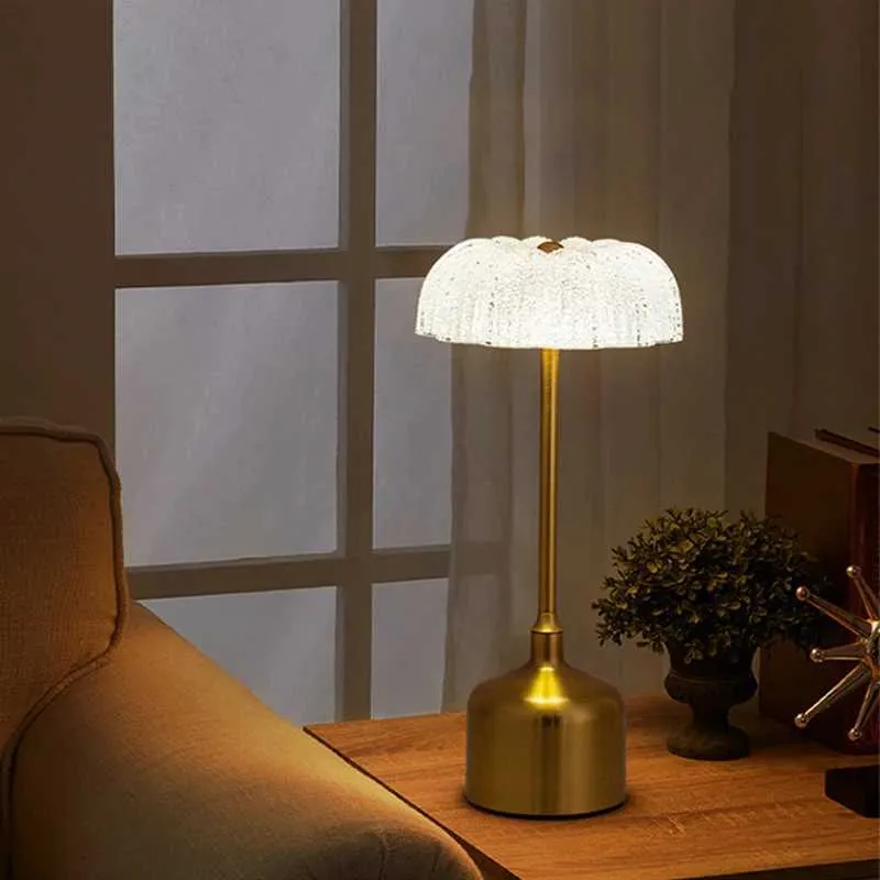 Euroselle Rechargeable Dimmable Table Lamp With Acrylic Floral Design