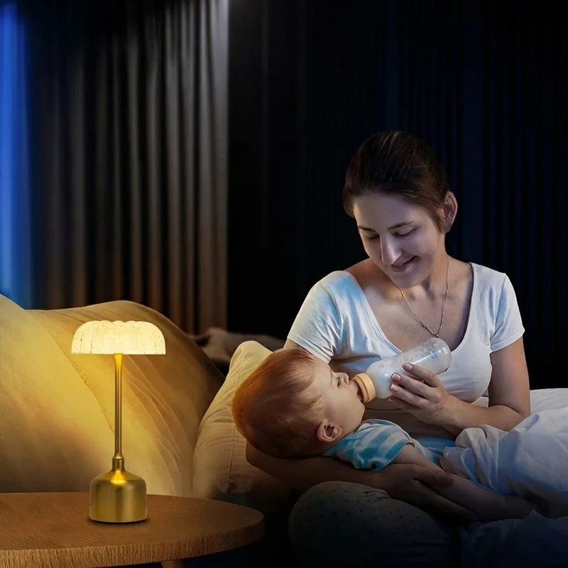 Euroselle Rechargeable Dimmable Table Lamp With Acrylic Floral Design