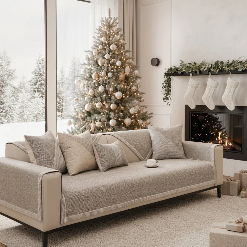 Breathable Cotton-Linen Sofa Cover With Non-Slip Euroselle
