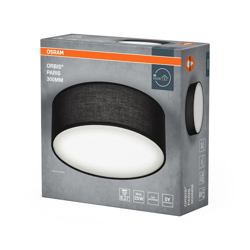 OSRAM ORBIS PARIS Deckenleuchte 300mm, schwarz, E27