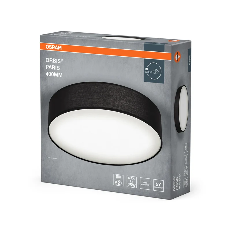 OSRAM ORBIS PARIS Deckenleuchte 400mm, schwarz, 2xE27