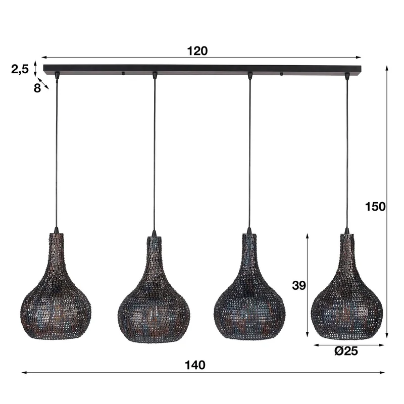Hängelampe 4L Kegel