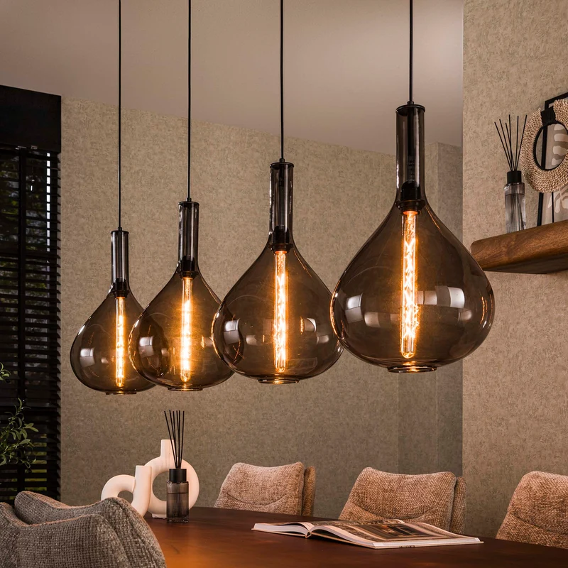 Hängelampe 4L drop glass – Artic schwarz