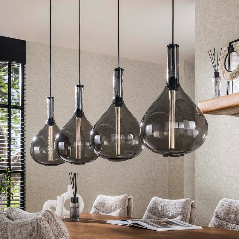 Hängelampe 4L drop glass – Artic schwarz