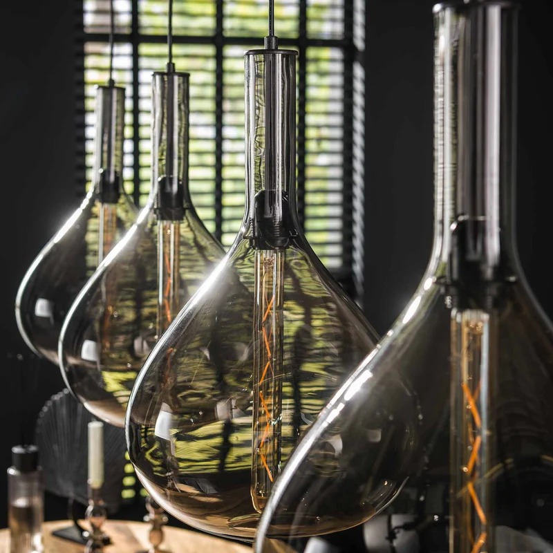 Hängelampe 4L drop glass – Artic schwarz