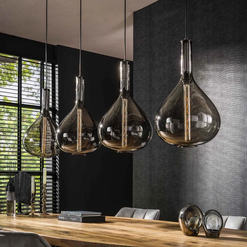 Hängelampe 4L drop glass – Artic schwarz