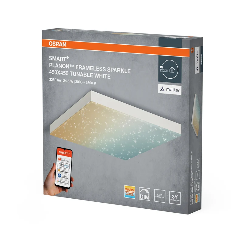 OSRAM Matter SMART+-Glitzer-Panelleuchte 450X450, 24,5W