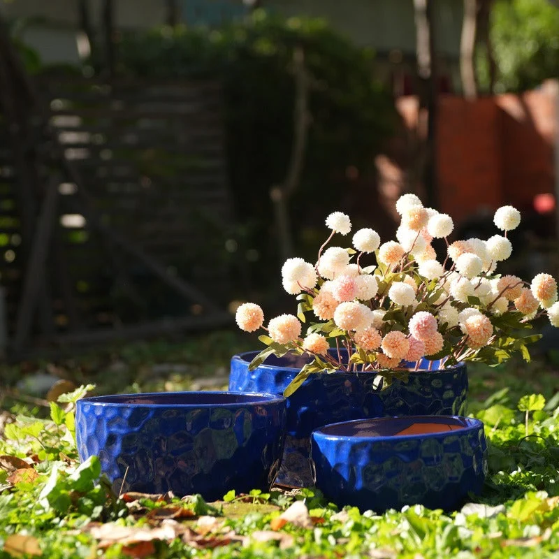 Euroselle Vintage Handmade Ceramic Planter Set Three Piece