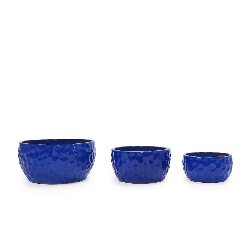 Euroselle Vintage Handmade Ceramic Planter Set Three Piece