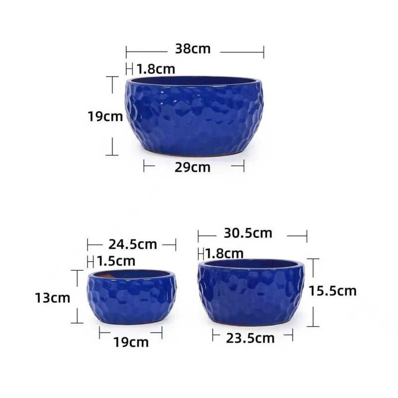 Euroselle Vintage Handmade Ceramic Planter Set Three Piece