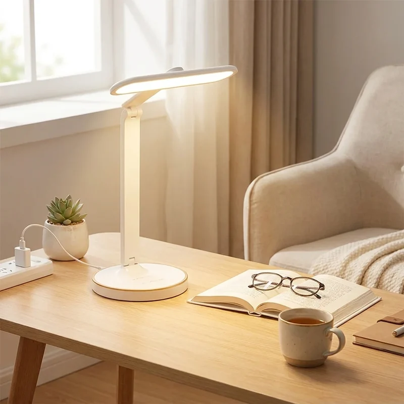 Euroselle LED Clock Table Lamp With Touch Switch, Modern Design
