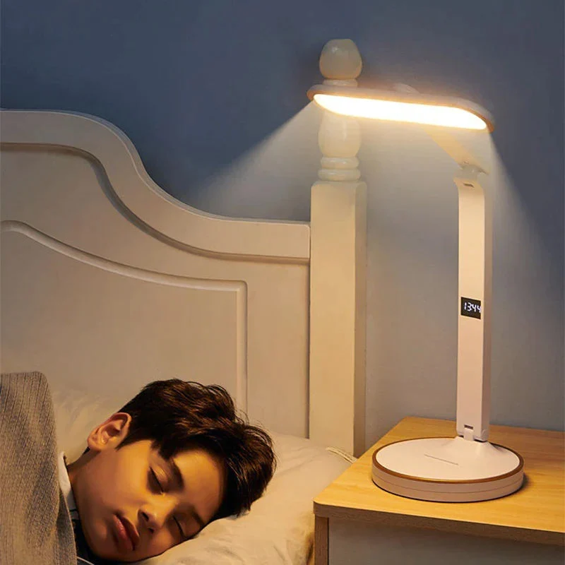 Euroselle LED Clock Table Lamp With Touch Switch, Modern Design