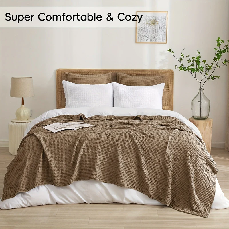 Euroselle Cozy All-Season Lightweight Waffle Throw Blanket