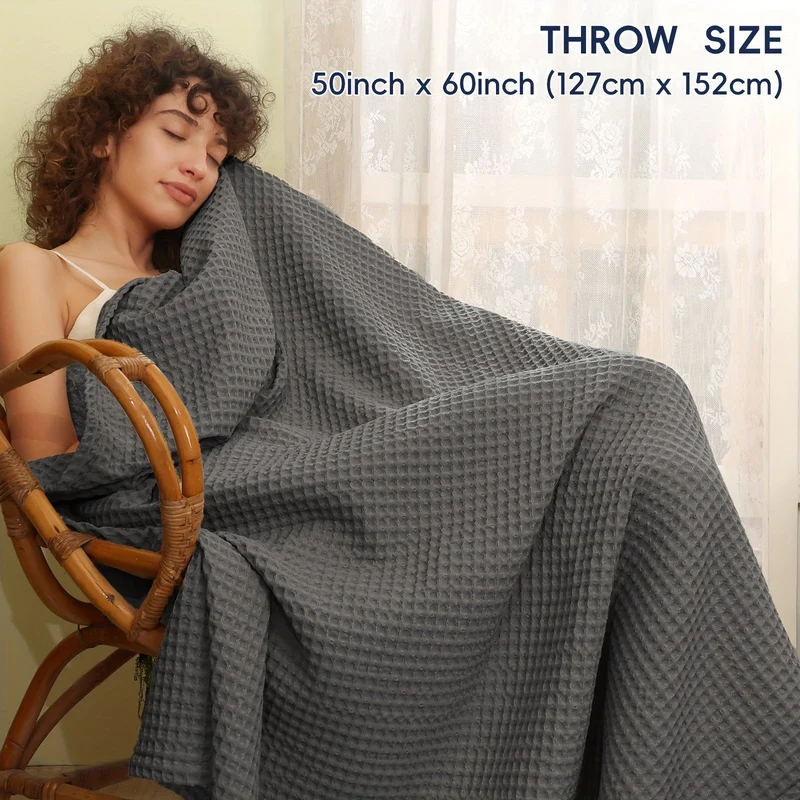Euroselle Cozy All-Season Lightweight Waffle Throw Blanket