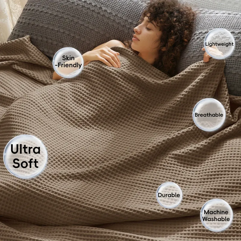 Euroselle Cozy All-Season Lightweight Waffle Throw Blanket