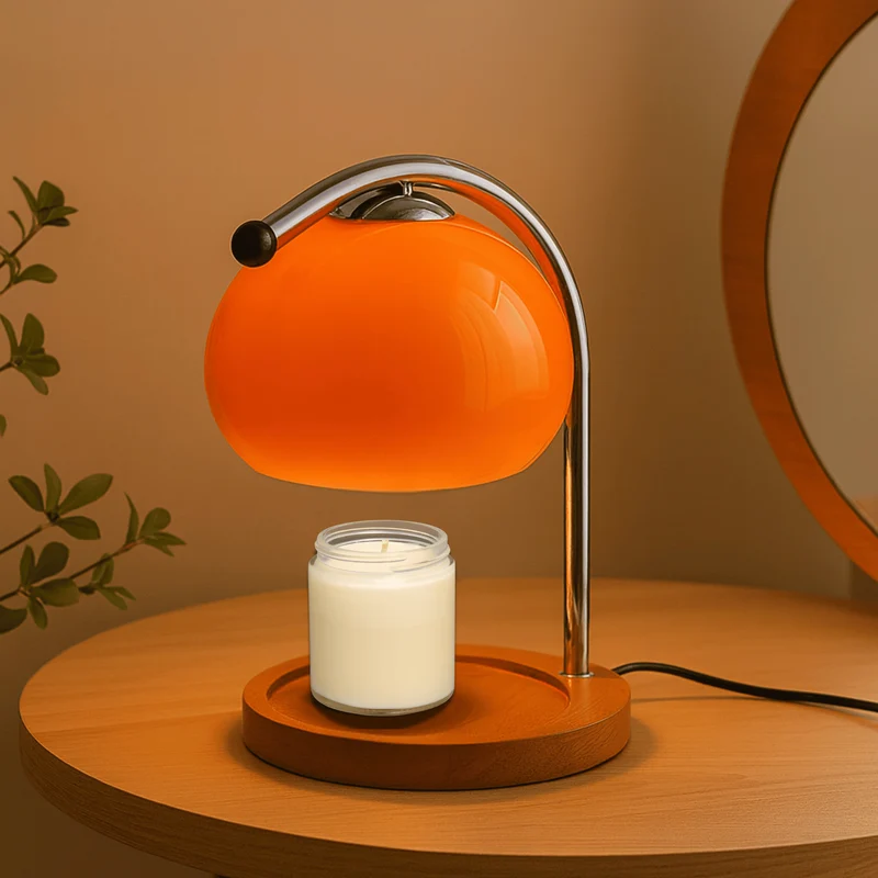 Euroselle Stained Glass Table Lamp With LED Candle Warmer And Wax Melter