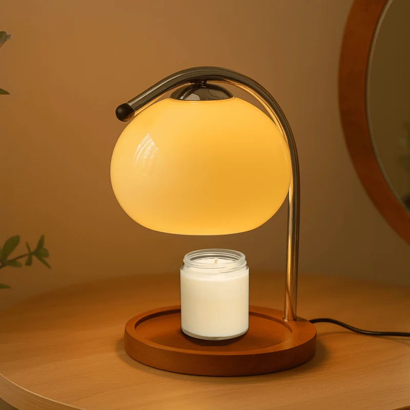 Euroselle Stained Glass Table Lamp With LED Candle Warmer And Wax Melter