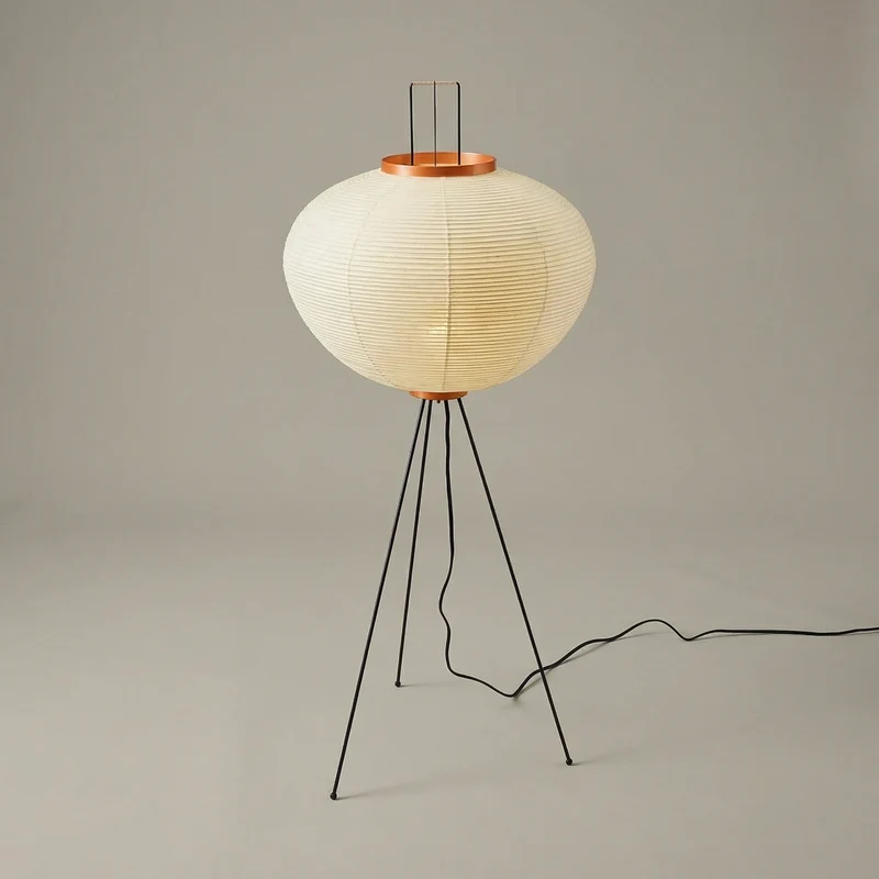 Handcrafted Rice Paper Lampshade On A Slim Floor Lamp For Ambient Light Euroselle