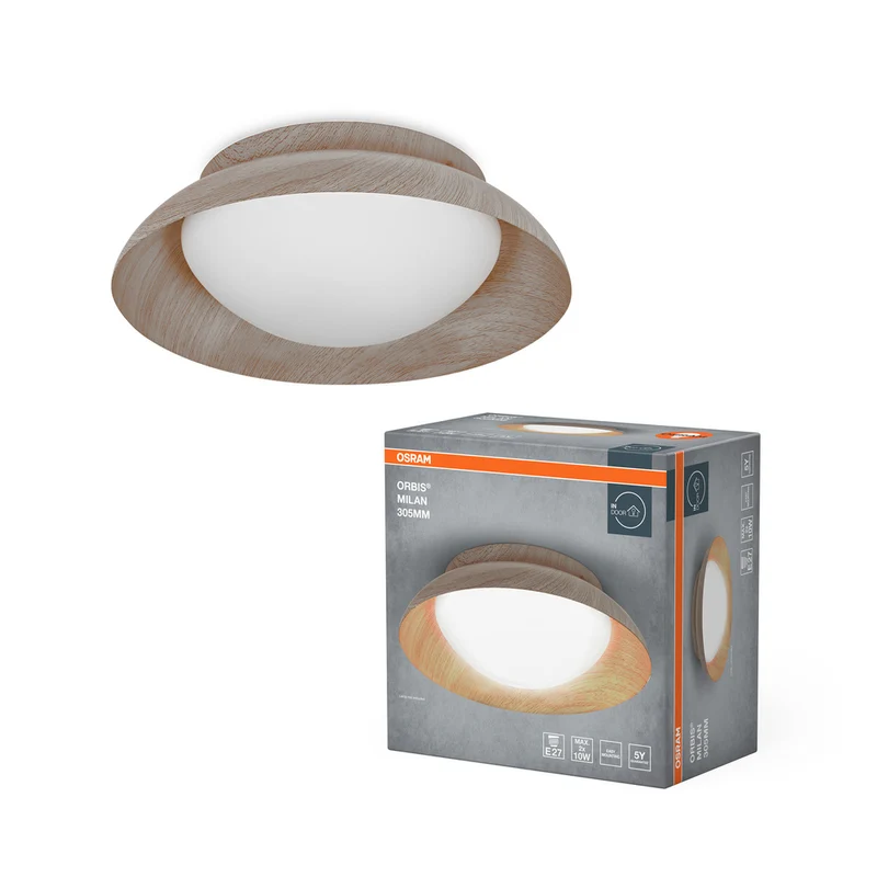 OSRAM ORBIS MILAN Deckenleuchte 305mm, holzfarben, 2xE27