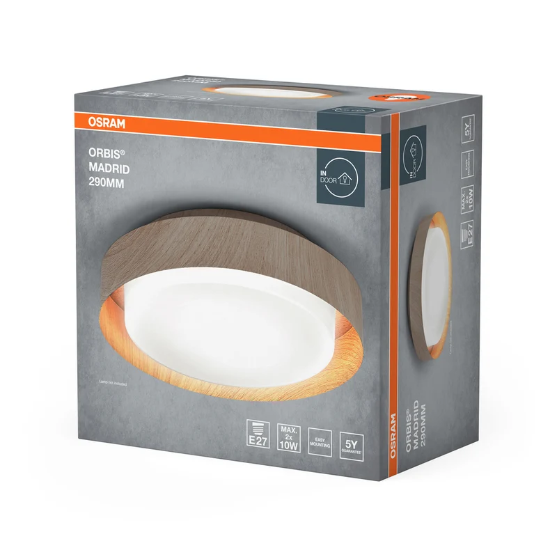 OSRAM ORBIS MADRID Deckenleuchte 290mm, holzfarben, E27