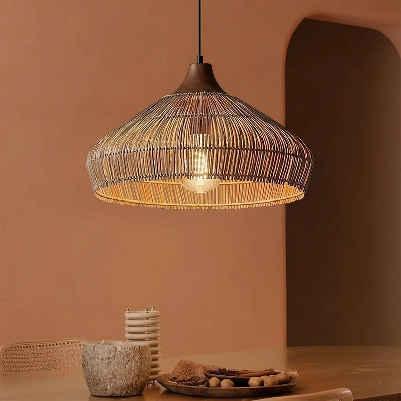 Euroselle AeroWeave Rattan Pendant Lamp for Kitchen Ceiling Fixture