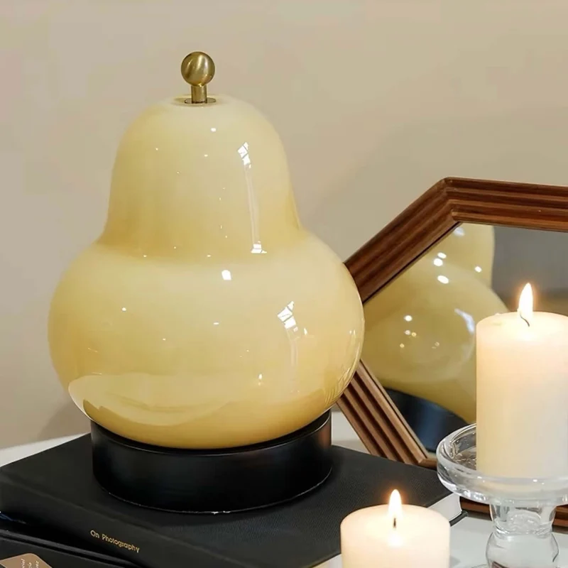 Euroselle Pear Glass LED Night Light With Rechargeable Battery And Touch Control