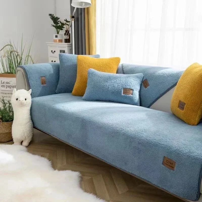 Euroselle Plush Lambswool Sofa Cover For Warmth And Protection