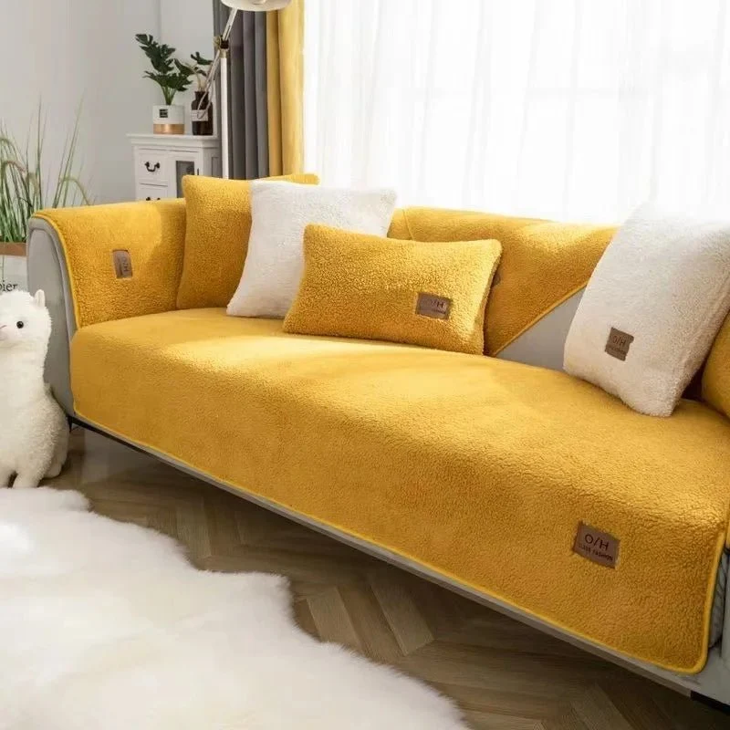 Euroselle Plush Lambswool Sofa Cover For Warmth And Protection