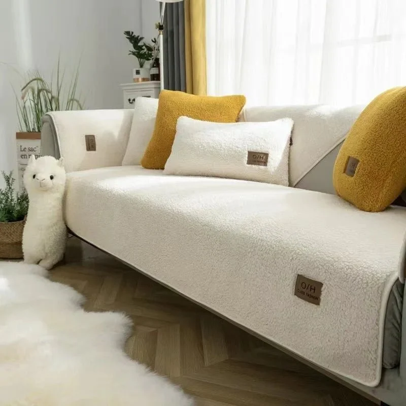 Euroselle Plush Lambswool Sofa Cover For Warmth And Protection