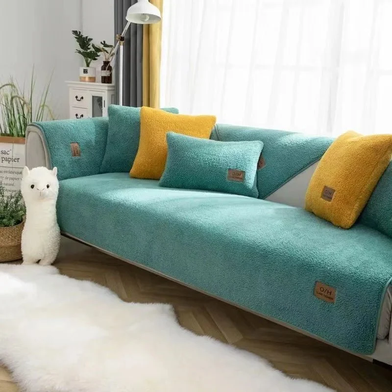 Euroselle Plush Lambswool Sofa Cover For Warmth And Protection