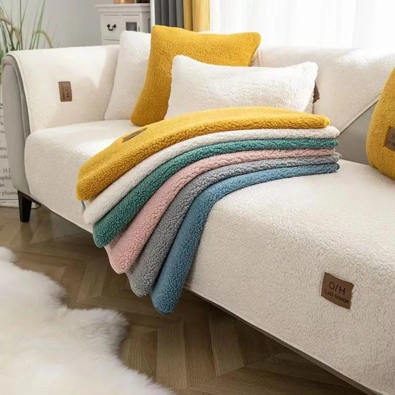 Euroselle Plush Lambswool Sofa Cover For Warmth And Protection