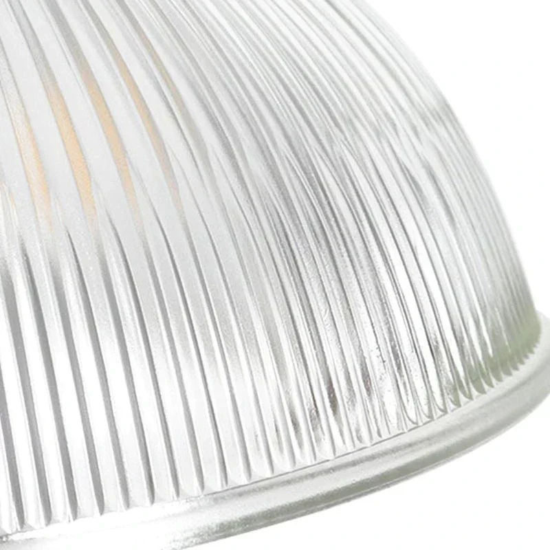 Euroselle Industrial Farmhouse Pendant Light With Ribbed Glass Dome
