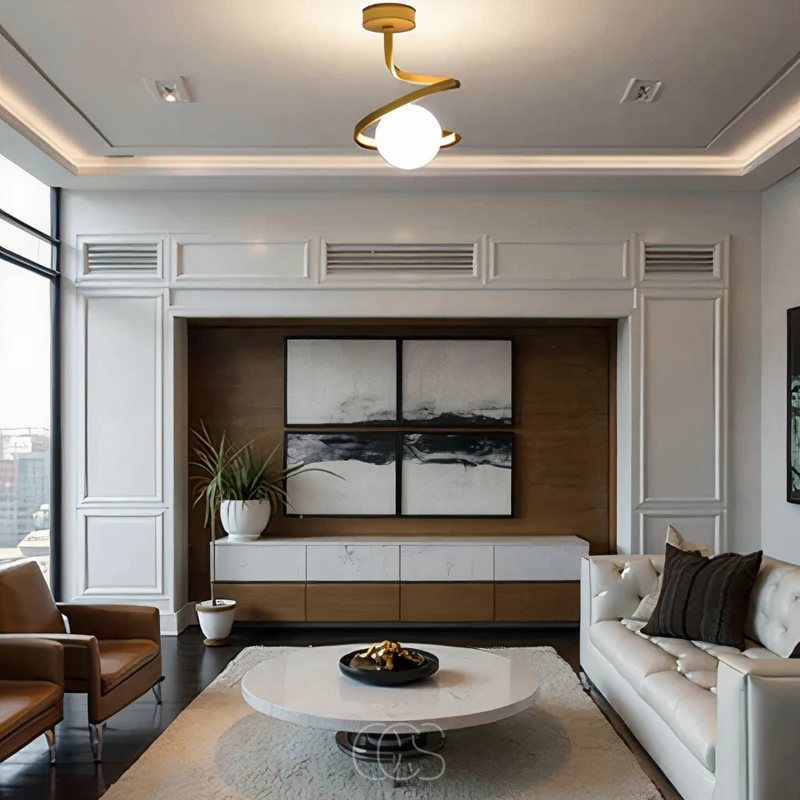 Opulent Spiral Ceiling Lamp With Glass Ball Globe Euroselle