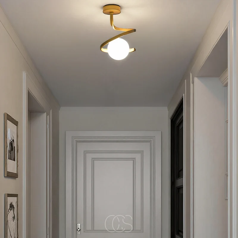 Opulent Spiral Ceiling Lamp With Glass Ball Globe Euroselle