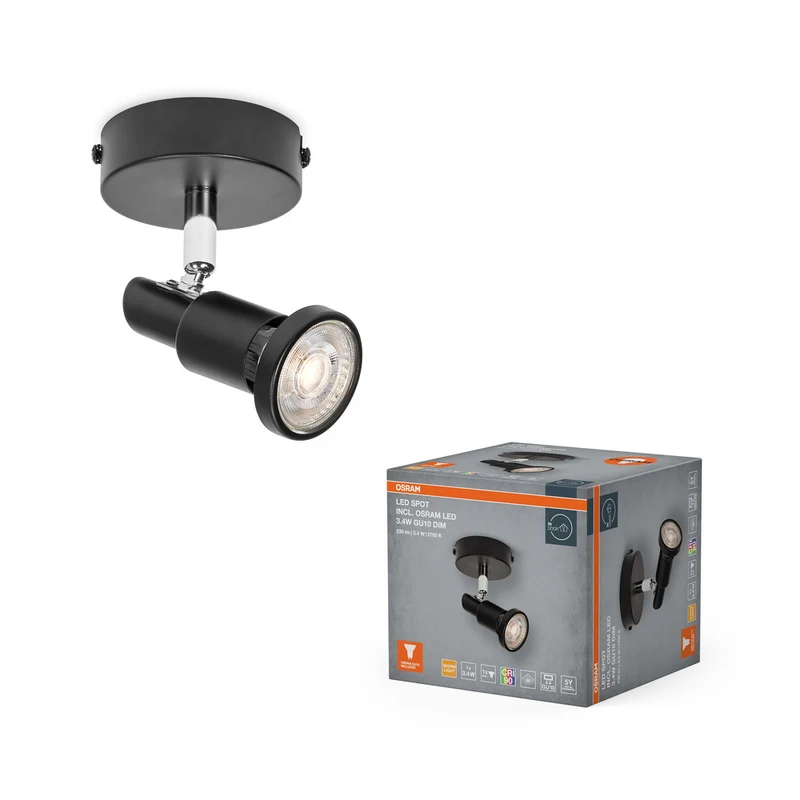 OSRAM LED SPOT GU10 Deckenleuchte / Wandleuchte 3,4W, 230lm, schwarz