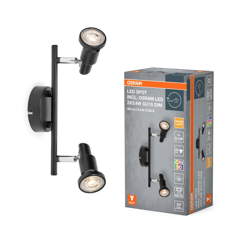 OSRAM LED SPOT GU10 Deckenleuchte 2 x 3,4W, 460lm, schwarz