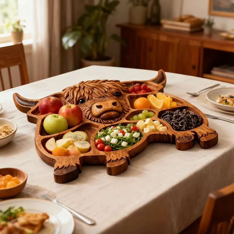 Euroselle Cow Shaped Wooden Charcuterie Board For Cheese And Meats