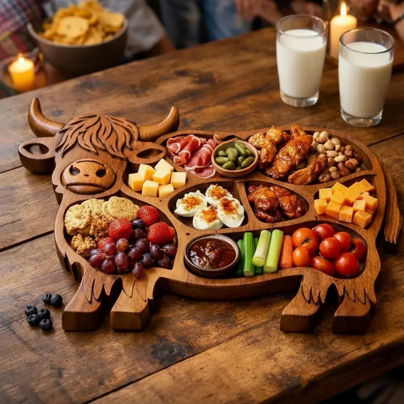 Euroselle Cow Shaped Wooden Charcuterie Board For Cheese And Meats